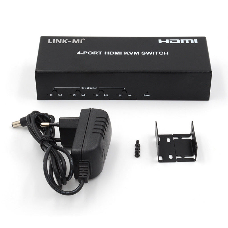 Không có sự chậm trễ HDMI KVM Switch 4 Port Ip Kvm Hdmi hỗ trợ Hot Keys tự động chuyển đổi