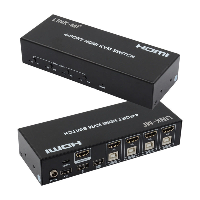 Không có sự chậm trễ HDMI KVM Switch 4 Port Ip Kvm Hdmi hỗ trợ Hot Keys tự động chuyển đổi