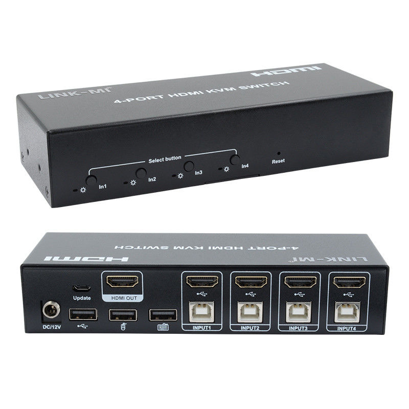 Không có sự chậm trễ HDMI KVM Switch 4 Port Ip Kvm Hdmi hỗ trợ Hot Keys tự động chuyển đổi