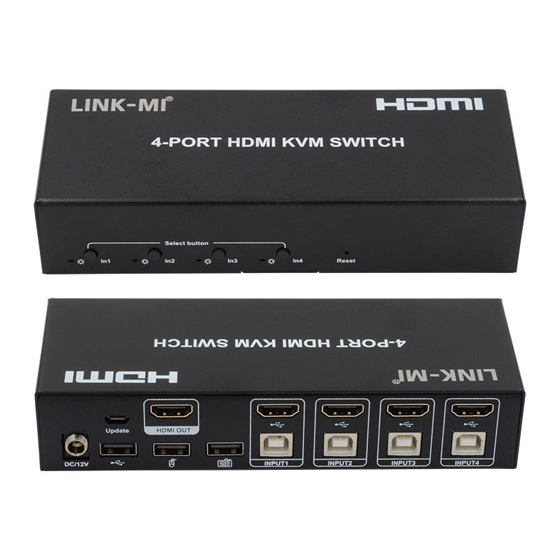 Không có sự chậm trễ HDMI KVM Switch 4 Port Ip Kvm Hdmi hỗ trợ Hot Keys tự động chuyển đổi