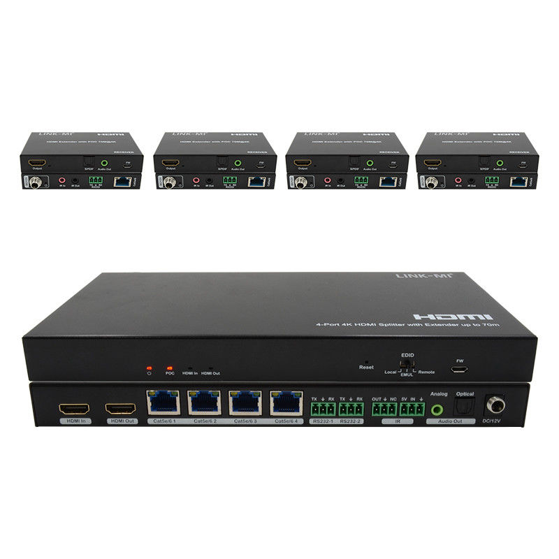 70M 1x4 4K HDMI Splitter Extender với Audio Extract 1x4 Hdmi Splitter Over Cat6