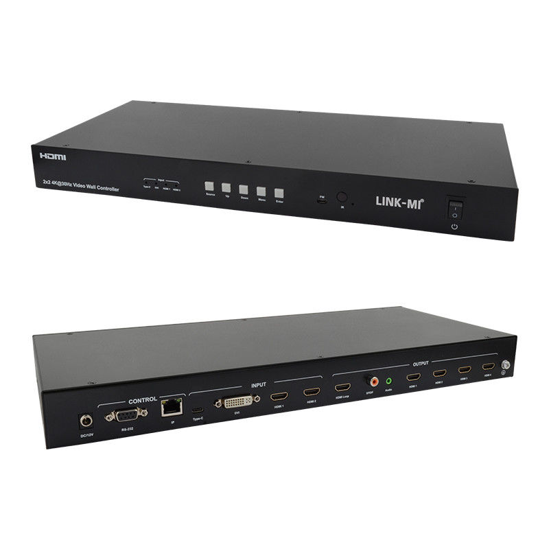 Bộ điều khiển ma trận tường video 4K 2x2 1x4 4x1 10x10 Splicing Display USB Type C DVI
