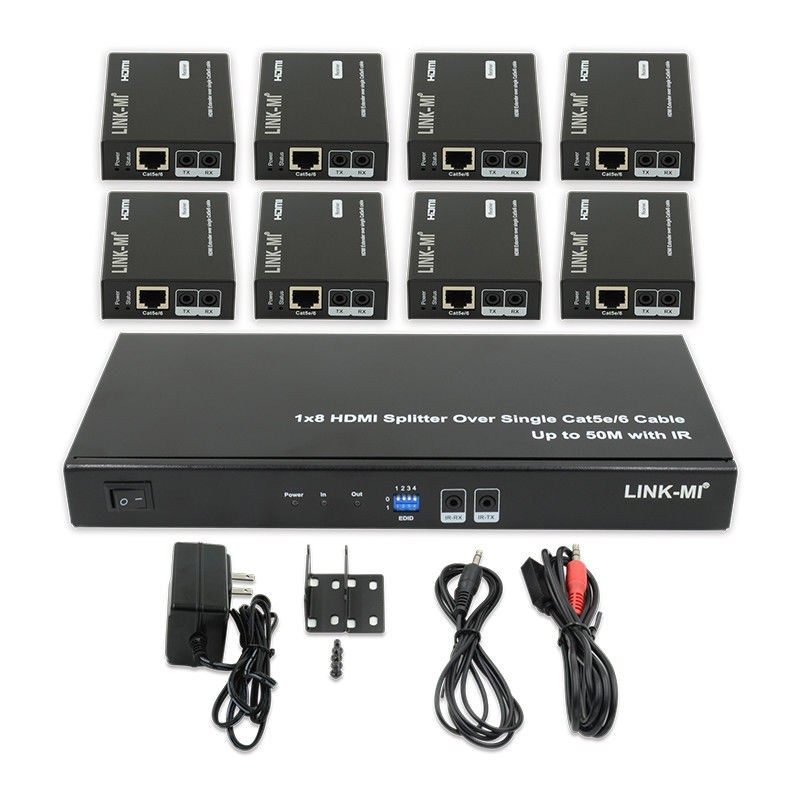 HDMI 50M 1X8 Splitter Over Cat5e 6 Cable Support 3D IR 1080P 8 Cổng HDMI Splitter
