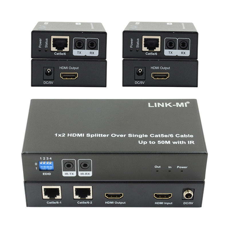 1X2 50M 4K HDMI Splitter Over Cat5e/6 Cable Support 3D IR Cascading cho 4 lớp