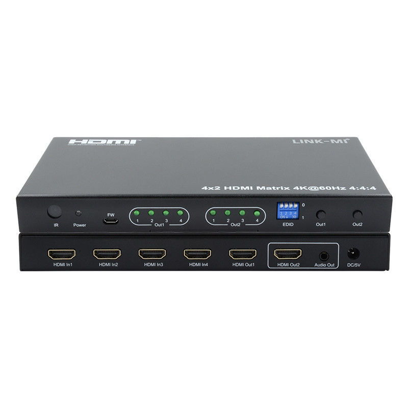 HDMI 4x2 Matrix Switcher 4K@60hz YUV4:44 18Gbps HDCP2.2 4 In 2 Out HDMI Video Switcher