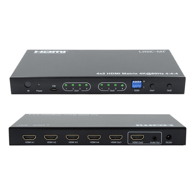 HDMI 4x2 Matrix Switcher 4K@60hz YUV4:44 18Gbps HDCP2.2 4 In 2 Out HDMI Video Switcher
