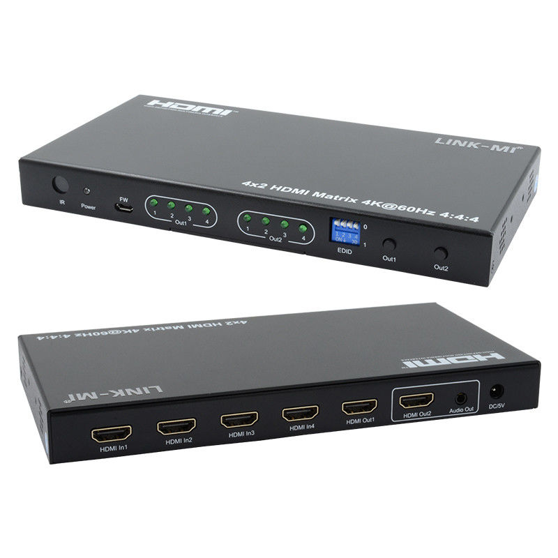 HDMI 4x2 Matrix Switcher 4K@60hz YUV4:44 18Gbps HDCP2.2 4 In 2 Out HDMI Video Switcher