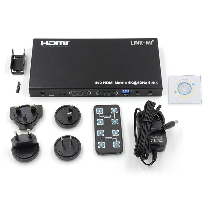 HDMI 4x2 Matrix Switcher 4K@60hz YUV4:44 18Gbps HDCP2.2 4 In 2 Out HDMI Video Switcher