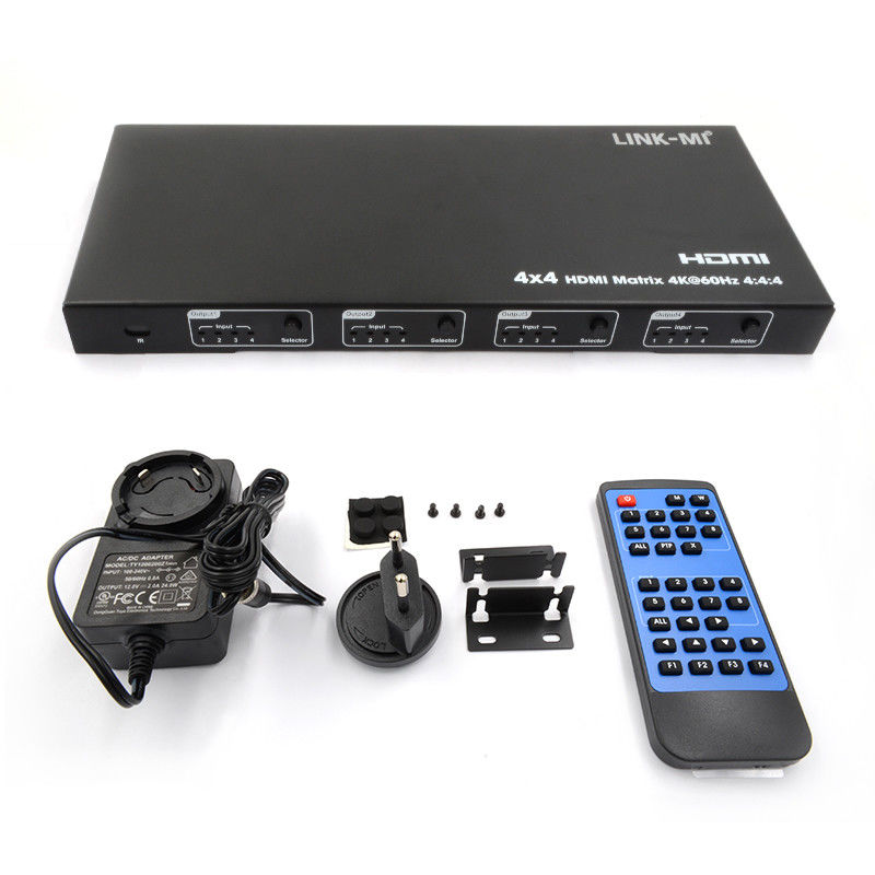 Rs232 4x4 HDMI Matrix Switch Hỗ trợ 4K 60Hz 18Gbps EDID 4 đến 4 HDMI Video Switch