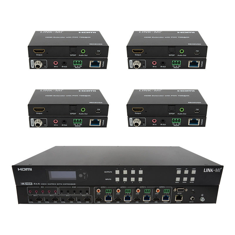70m 4x4 HDMI Matrix Extender với 4 HDMI Loop Out 4K HDMI Matrix Switch