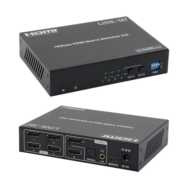 4X2 HDMI Matrix Switch Hdmi Switch Audio Extractor 4K đến 1080P Video Switcher