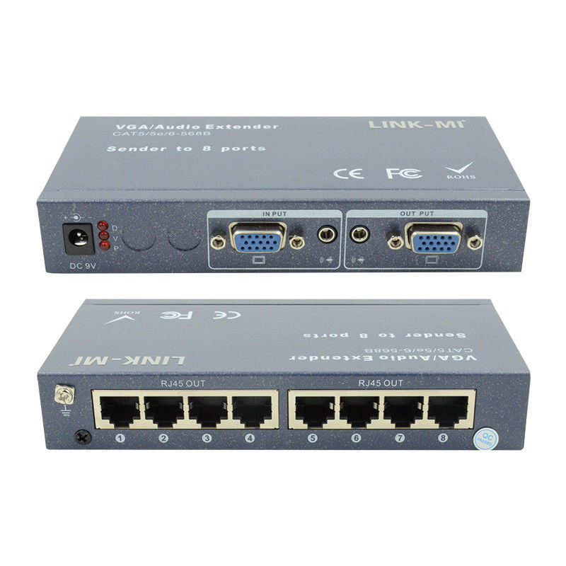 100m 200m 300m 1/8 VGA Splitter 1X8 Extender 1 đến 8 Video Audio Extender