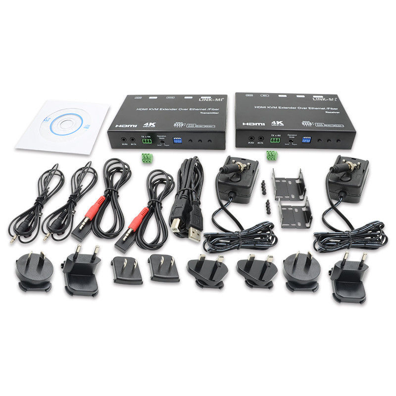 HDMI USB AV Over IP KVM Extender Over Fiber hỗ trợ POE RS232 Unicast Multicast