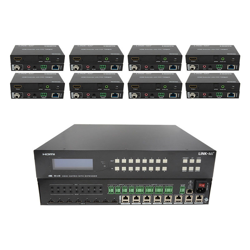 8X8 HDMI Matrix Extender lên đến 70m 8 HDMI Loop Out 4K60Hz HDMI Video Switch