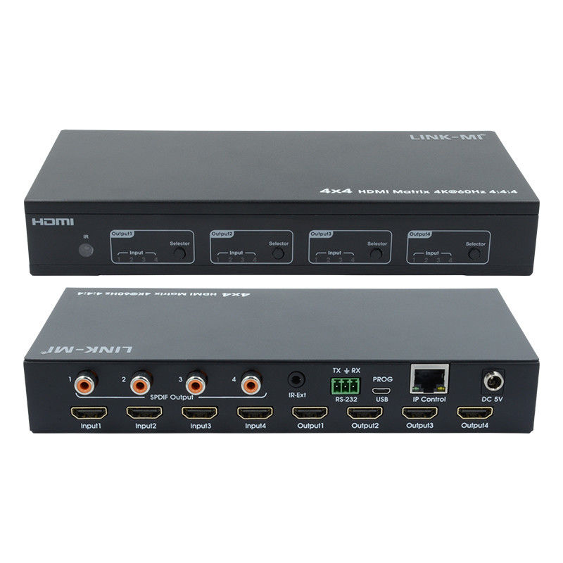 HDMI 4X4 4k Matrix Switcher 4K60Hz với SPDIF Audio AV Matrix cho 4 màn hình Ultra HD