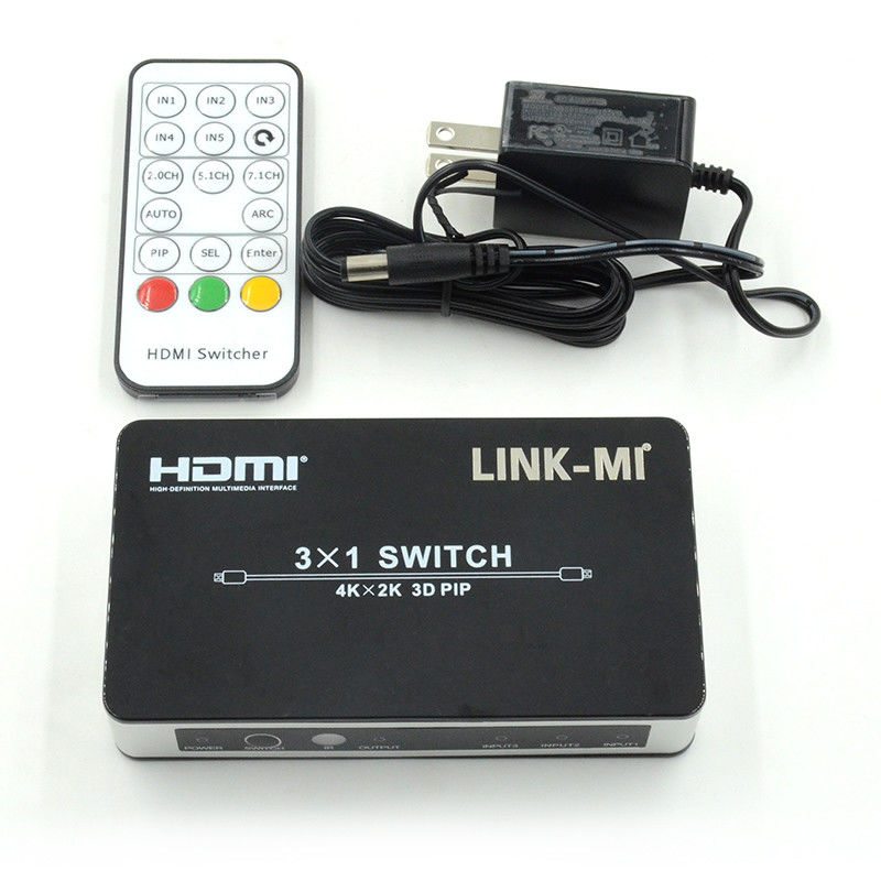 4K2K HDMI Switch 3x1 HDMI Splitter 5V 1A Hỗ trợ PIP 3D 3 đến 1 Video Switch