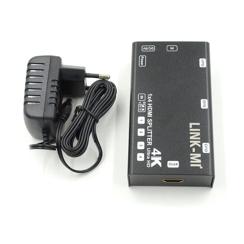 1X4 Video Splitter HDMI 4k 60Hz AV Splitter Hỗ trợ 3D EDID Cho 4 TV Ultra HD