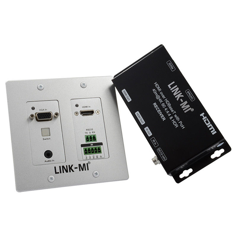 4K 40M HDBaseT HDMI + VGA Wallplate Extender Bi-Directional Wide Band IR RS232 Đi qua