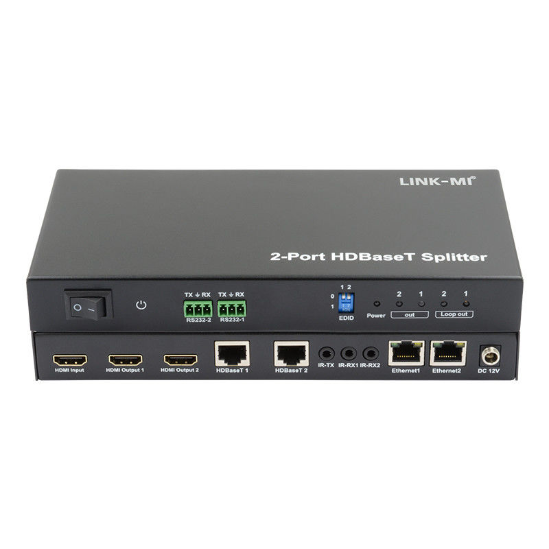 100m 1x2 HDBaseT Splitter với HDCP2.2 Compliance POC Ethernet và RS232 Pass Through