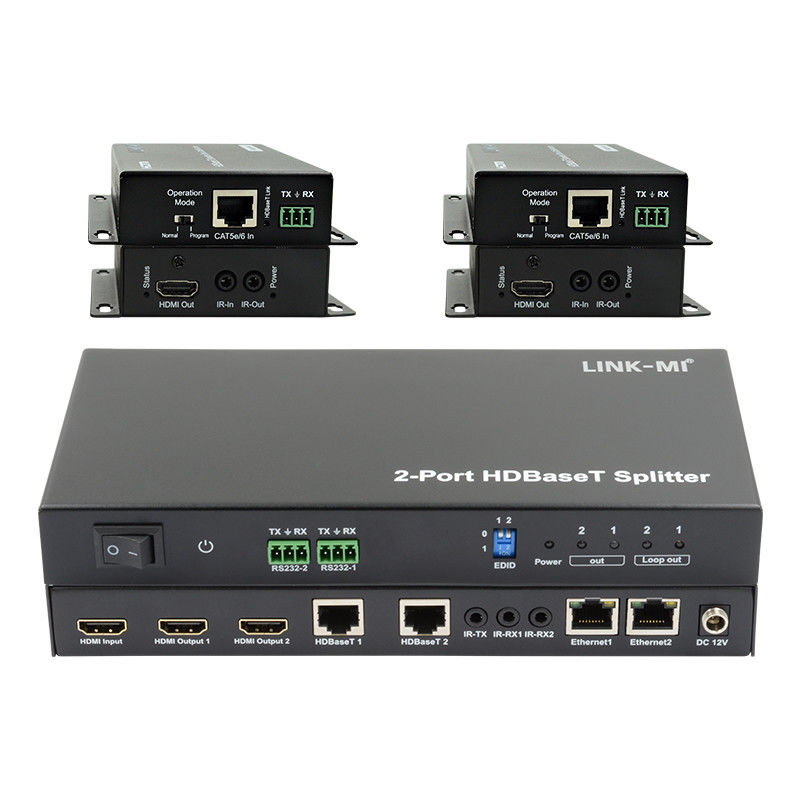 100m 1x2 HDBaseT Splitter với HDCP2.2 Compliance POC Ethernet và RS232 Pass Through
