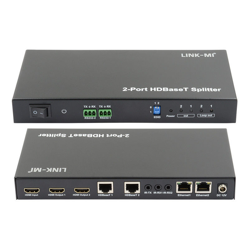 100m 1x2 HDBaseT Splitter với HDCP2.2 Compliance POC Ethernet và RS232 Pass Through