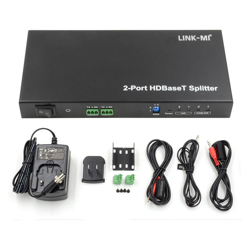 100m 1x2 HDBaseT Splitter với HDCP2.2 Compliance POC Ethernet và RS232 Pass Through