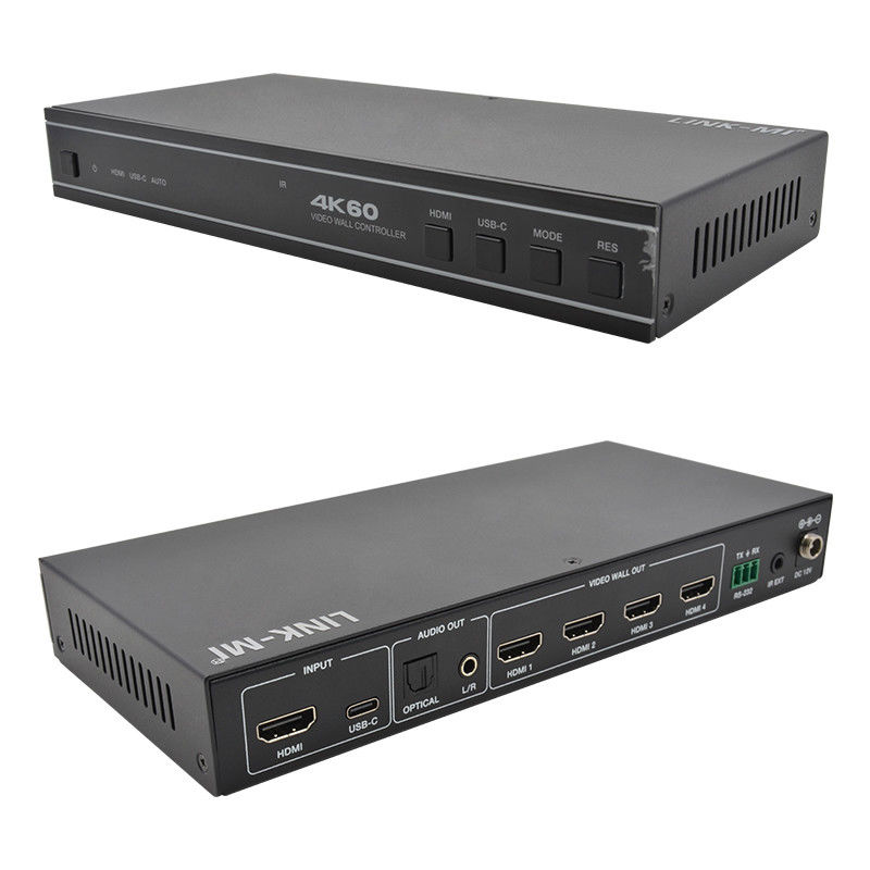 Người dùng thân thiện 1X4 HDMI Video Wall Controller với USB-C Input Audio và hỗ trợ RS232