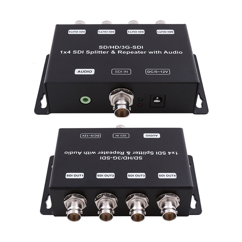 HD / SD-SDI 1 đến 4 Phân phối khuếch đại lặp lại với Audio 75 ohm Output Impedance