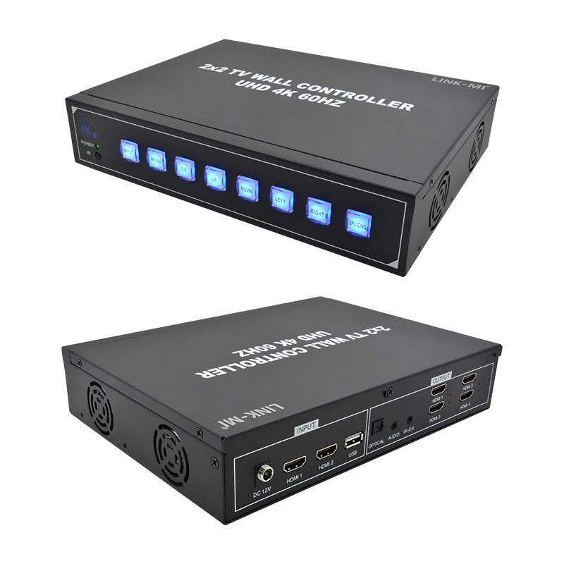 4K60 2x2 Video Wall Controller Cho 4 TV Splicing Hỗ trợ 1x2 1x3 1x4 4x1 3x1 2x1 UHD TV Wall Processor