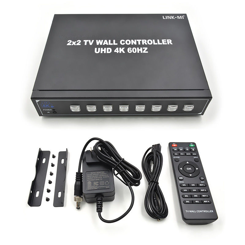 4K60 2x2 Video Wall Controller Cho 4 TV Splicing Hỗ trợ 1x2 1x3 1x4 4x1 3x1 2x1 UHD TV Wall Processor