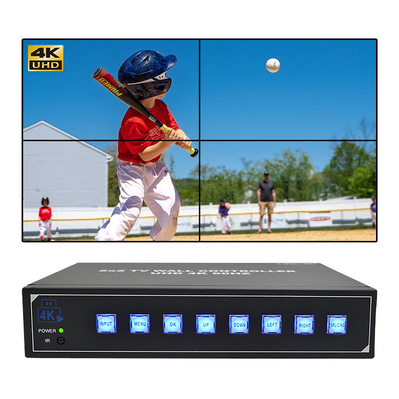 4K60 2x2 Video Wall Controller Cho 4 TV Splicing Hỗ trợ 1x2 1x3 1x4 4x1 3x1 2x1 UHD TV Wall Processor