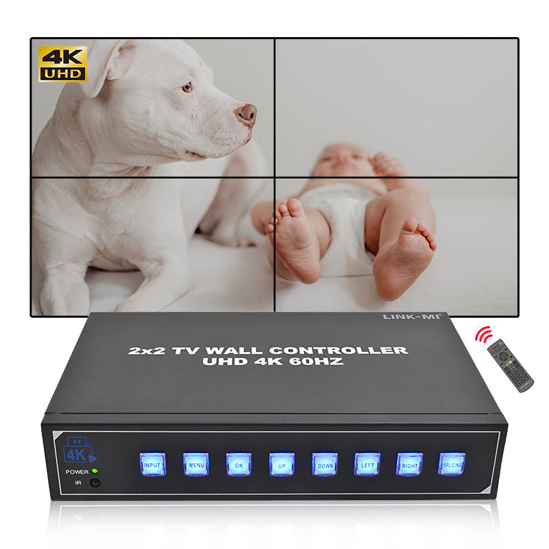 2 x HDMI In 4K Video Wall Controller với hỗ trợ USB 2x2 1x4 1x3 1x2 4K60Hz Splicing Box cho quảng cáo