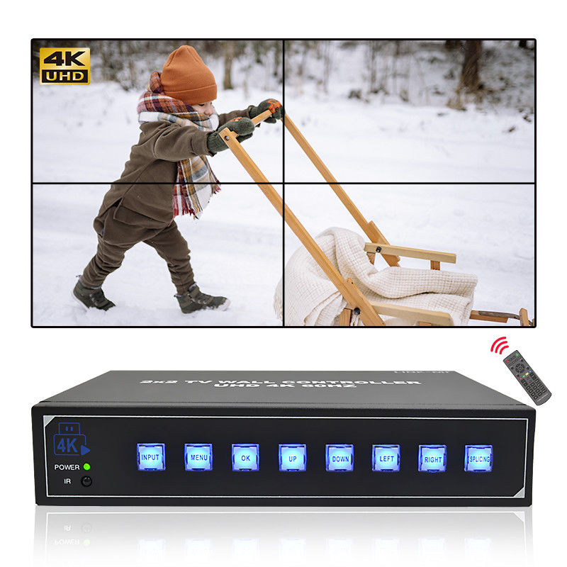 IR điều khiển từ xa 4K HDMI Video Wall Processor 2X2 cho 4 TV UHD 4K 60Hz LED Video Wall